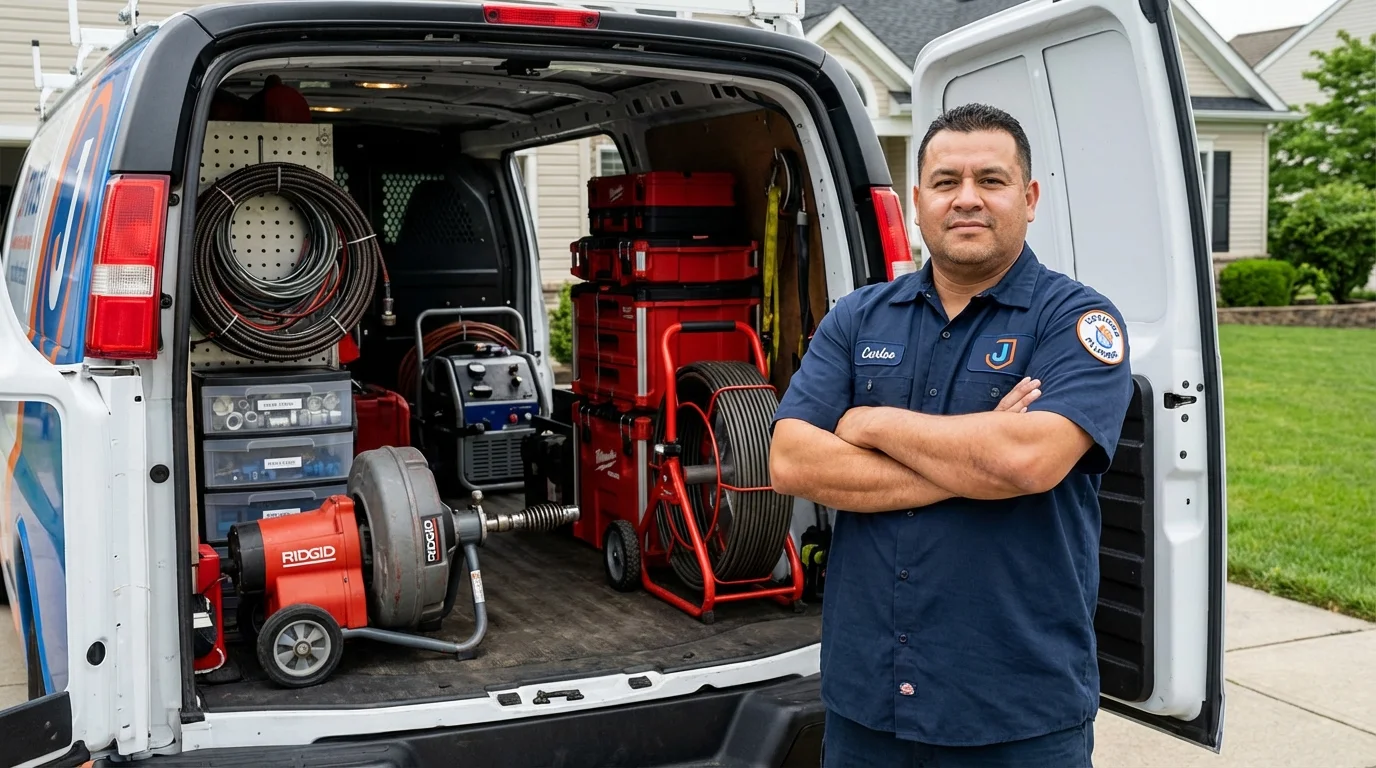 Professional drain cleaning equipment and Johns Plumbing LLC plumber in Humansville